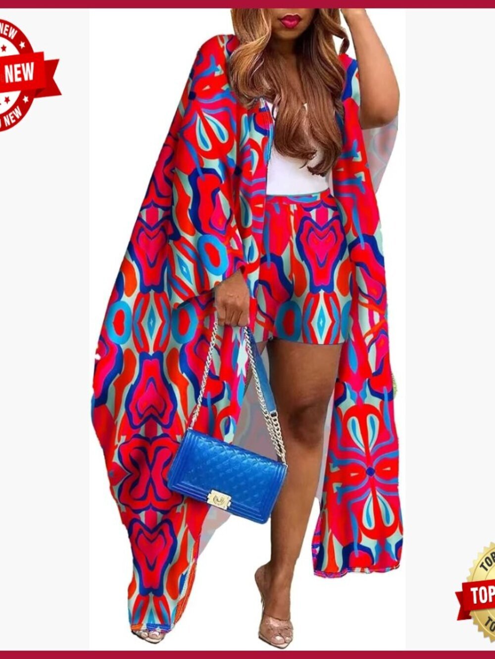 Floral Print Long Cardigan and Shorts 2 Piece Set